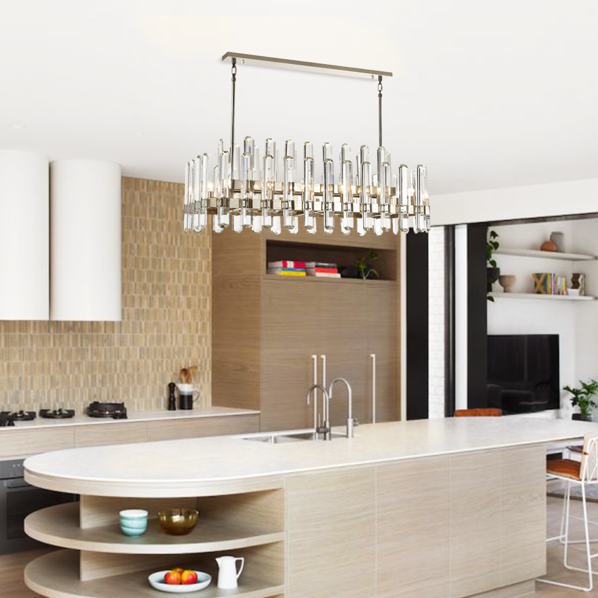 Brous Crystal Linear Chandelier-Fullstarlighting