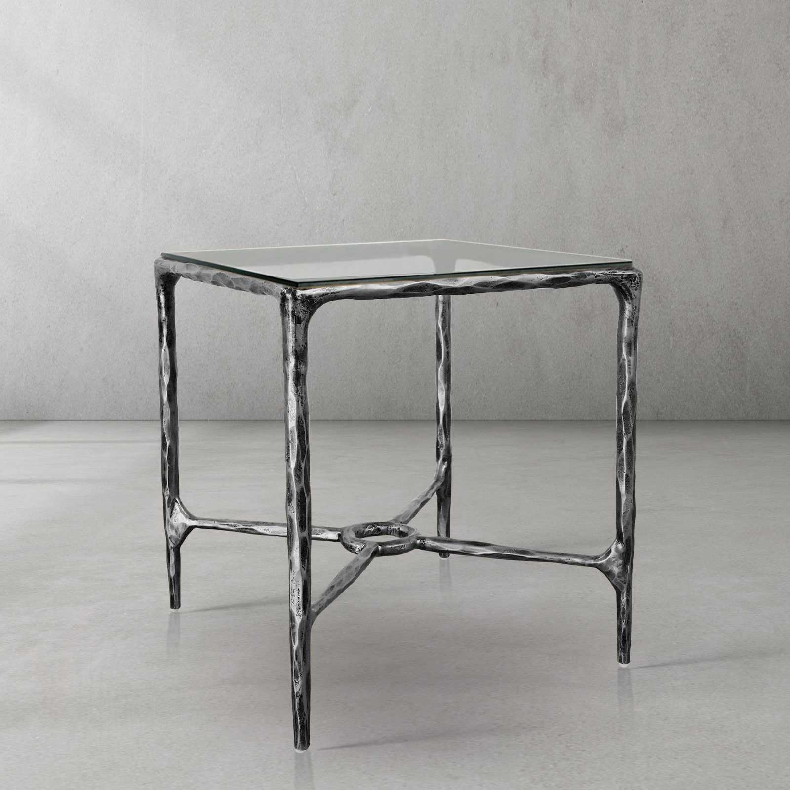 Thaddeus Glass Square Side Table Overhang O-Fullstarlighting