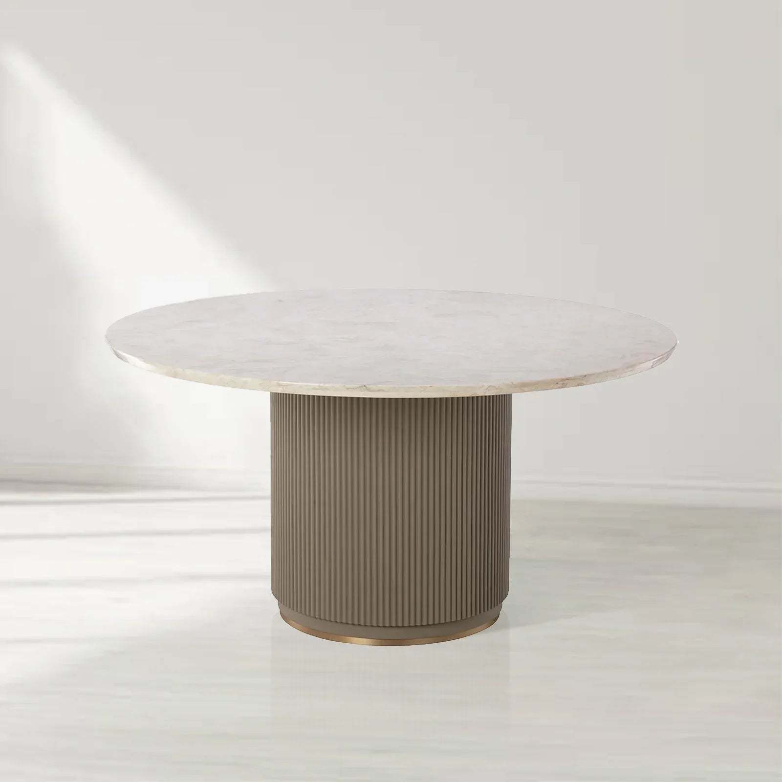 Canodi Dining Table – Marble Top Gold Trim Round Dining Table for Dining Room