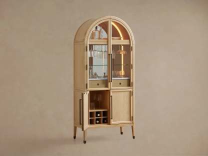 Hattie Bar Cabinet Solid Oak Wood Rectangular Vintage Inspired Dining