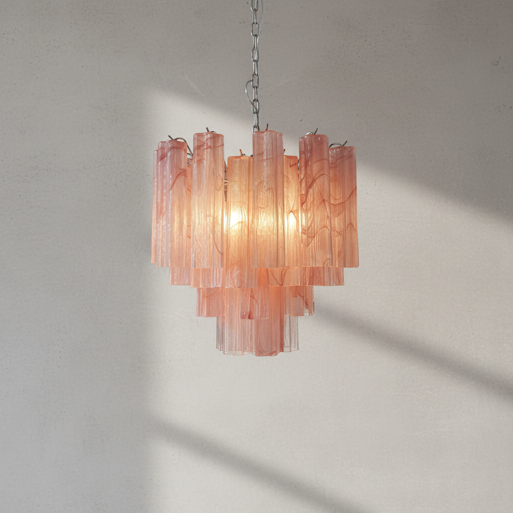 Murelli Pink Glass Tronchi Chandelier