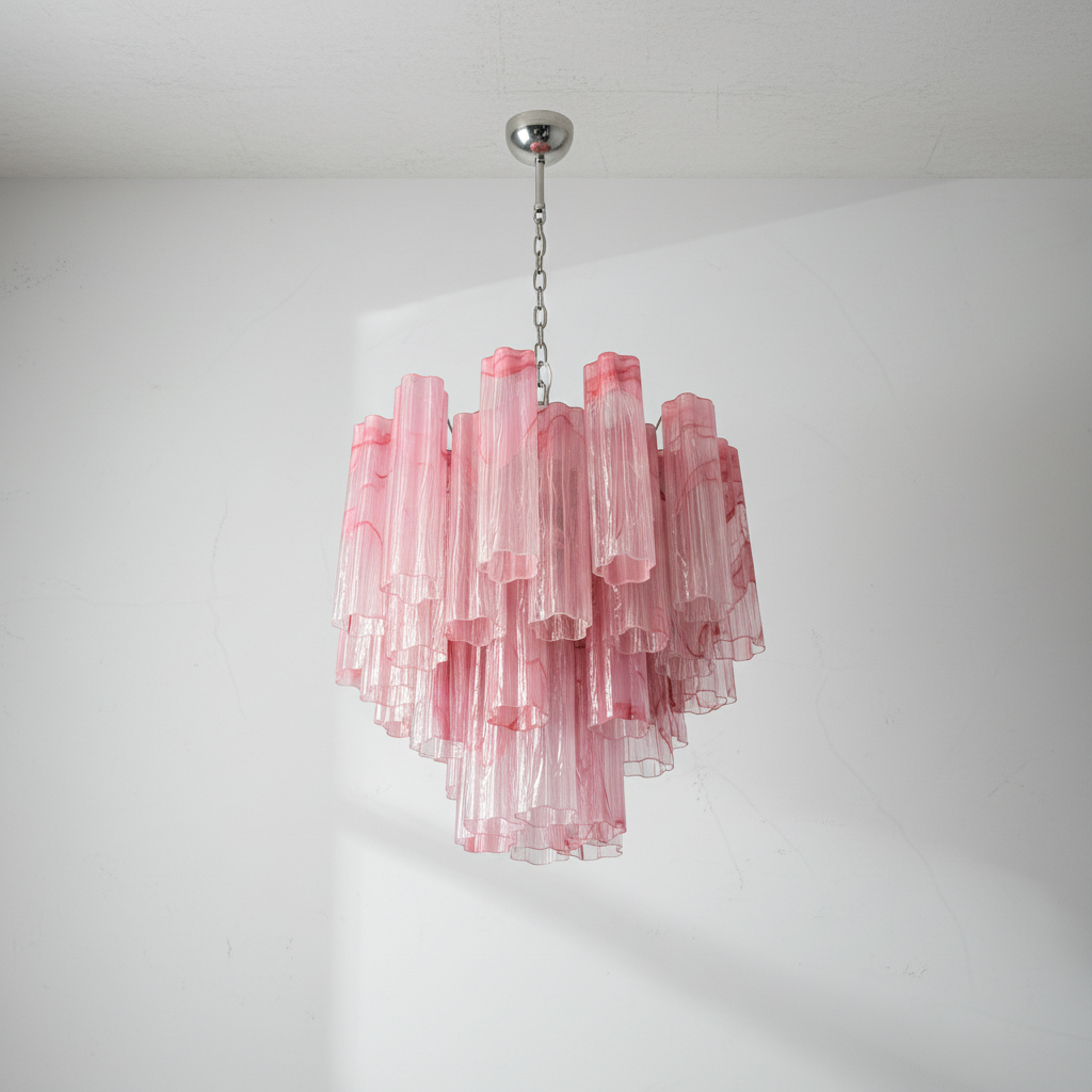 Murana 36-Tube Pink Art Glass Chandelier-Fullstarlighting