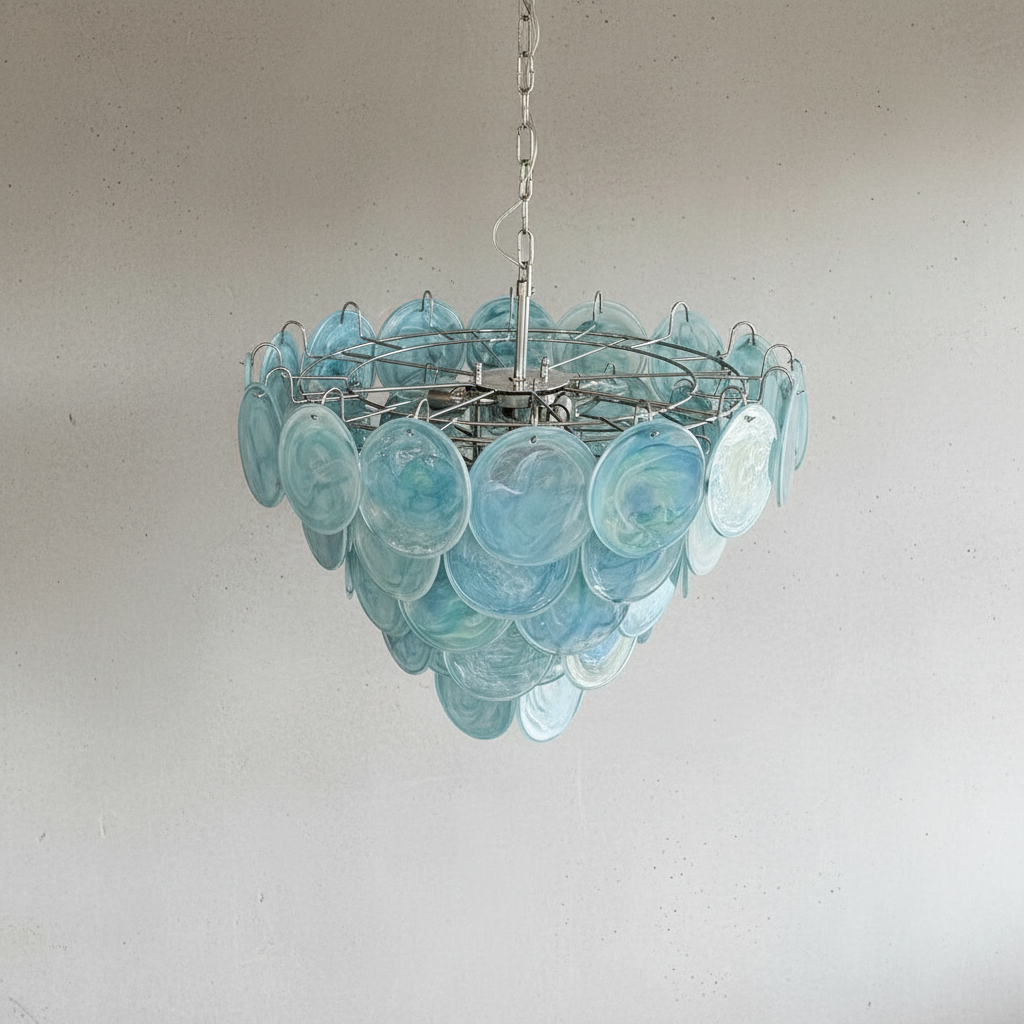 Murana 57-Disc Blue Art Glass Chandelier-Fullstarlighting