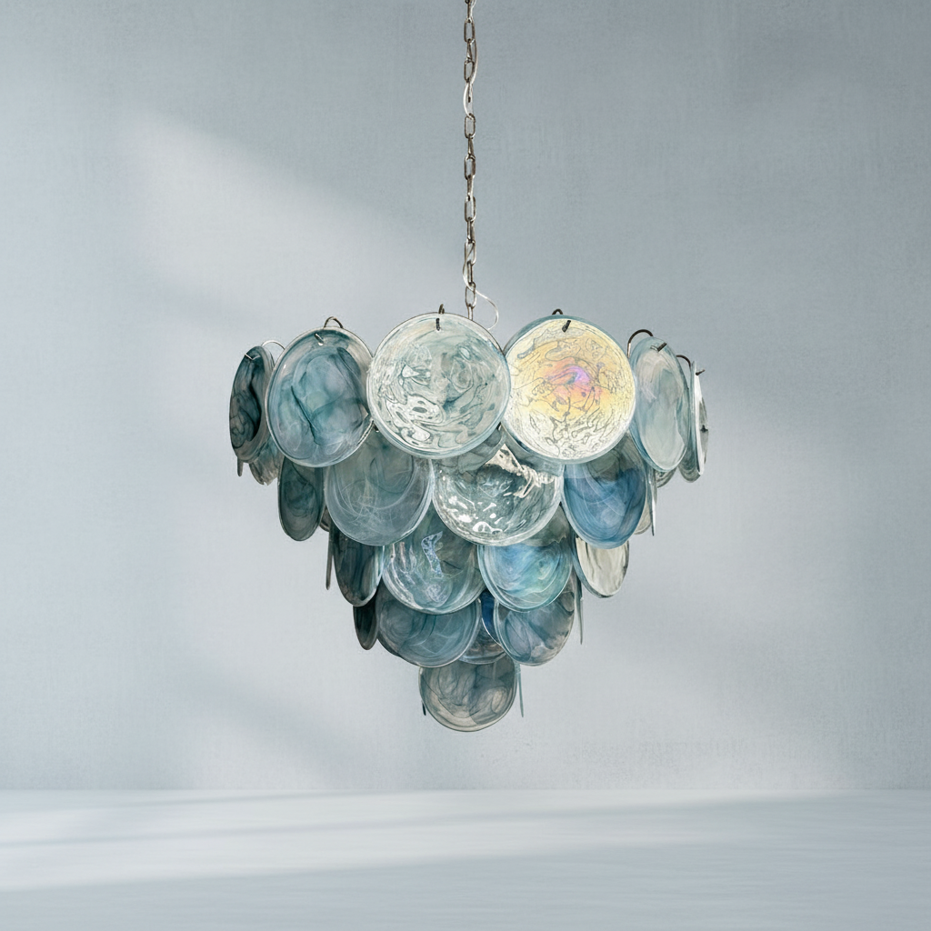Murana 57-Disc Blue Art Glass Chandelier-Fullstarlighting