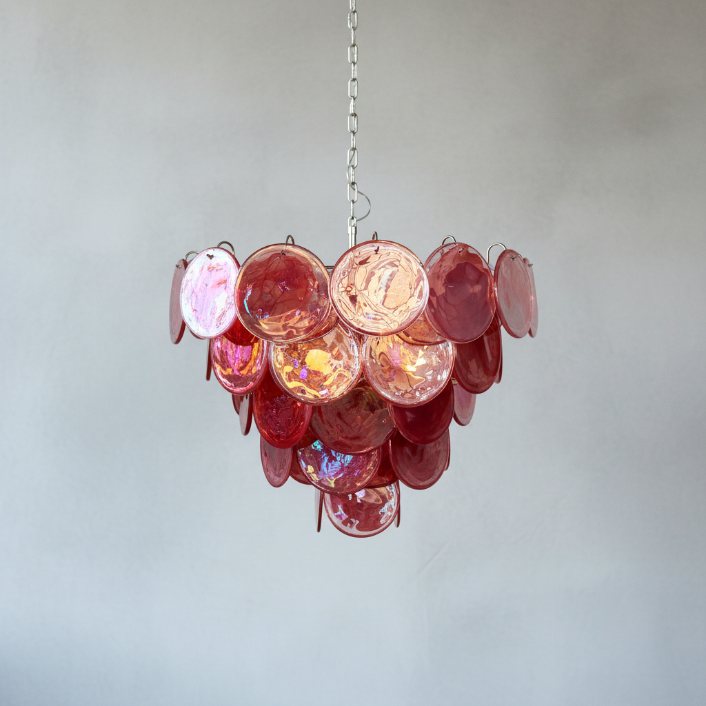 Murana 57-Disc Pink Art Glass Chandelier-Fullstarlighting