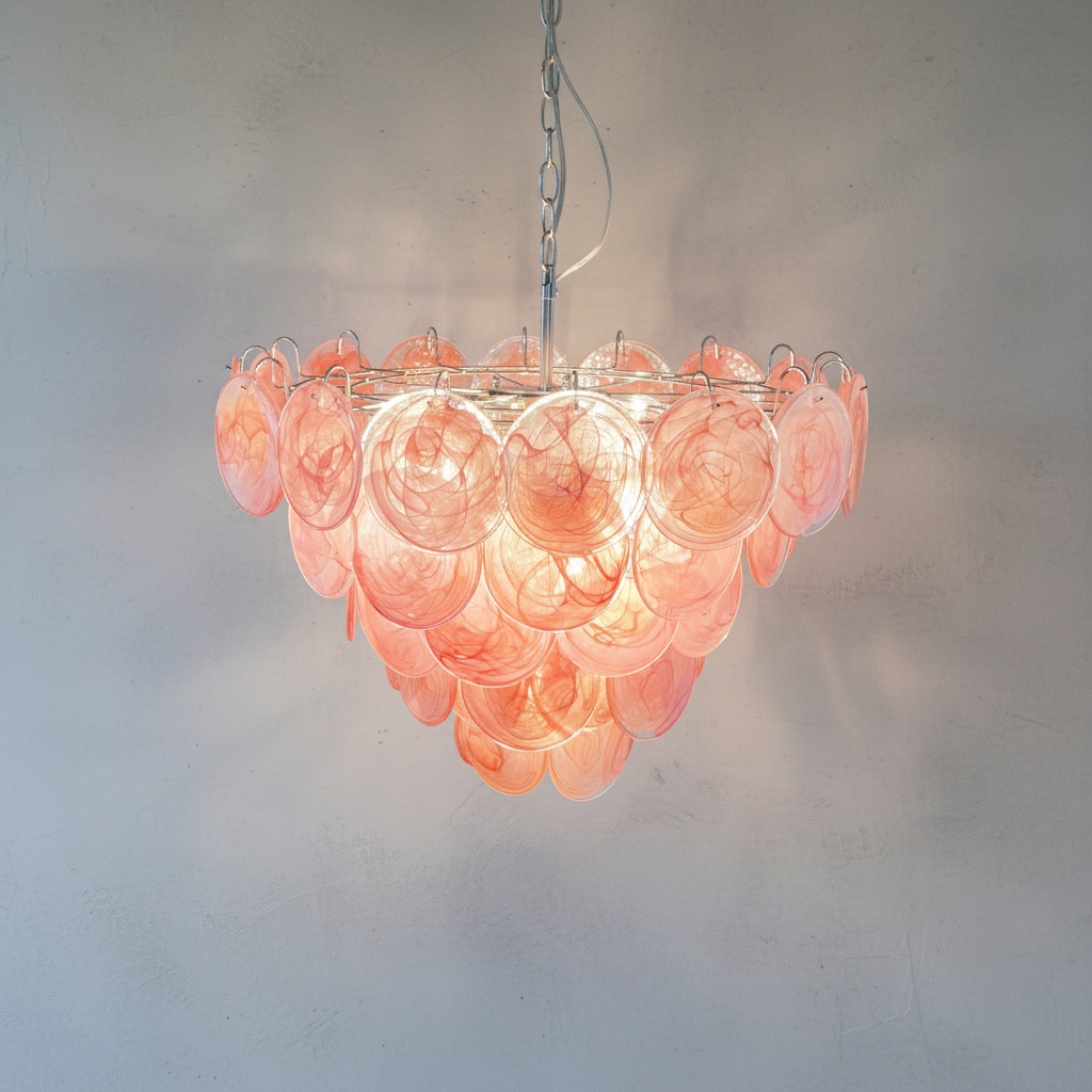 Murana 57-Disc Pink Art Glass Chandelier-Fullstarlighting