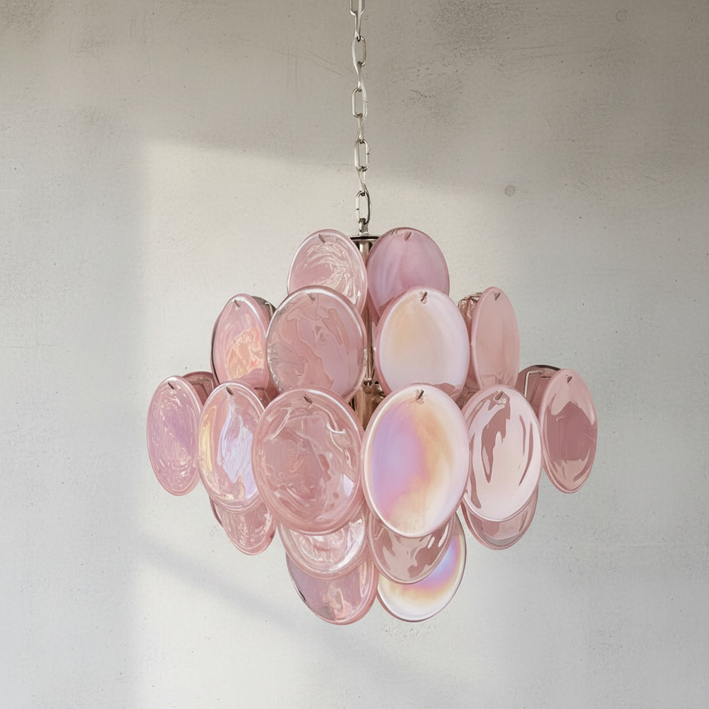 Murana 36-Disc Pink Art Glass Chandelier-Fullstarlighting
