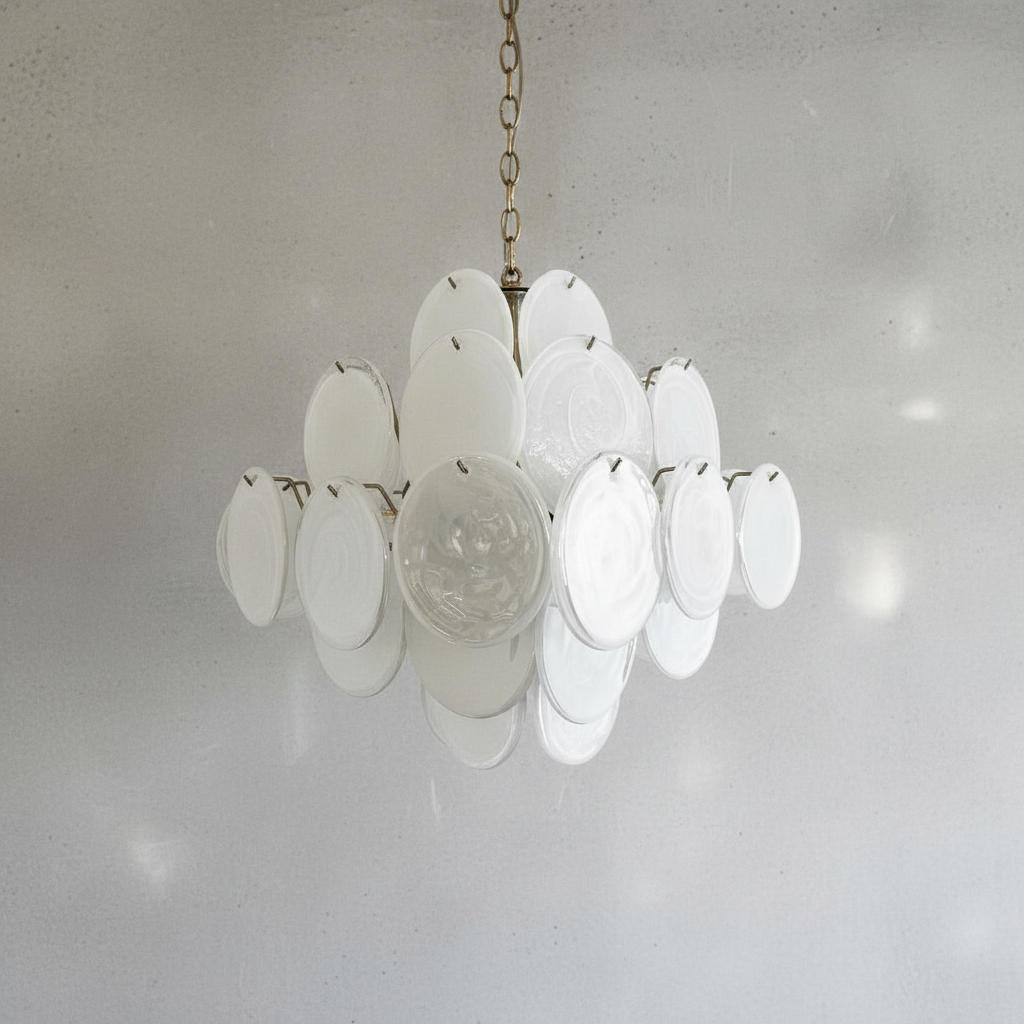 Murana 36-Disc White Art Glass Chandelier-Fullstarlighting