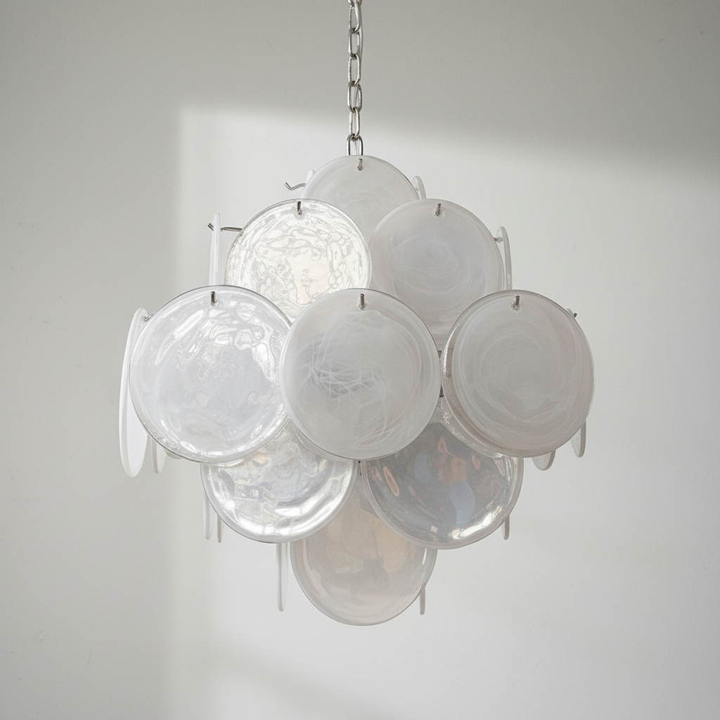Murana 36-Disc White Art Glass Chandelier-Fullstarlighting