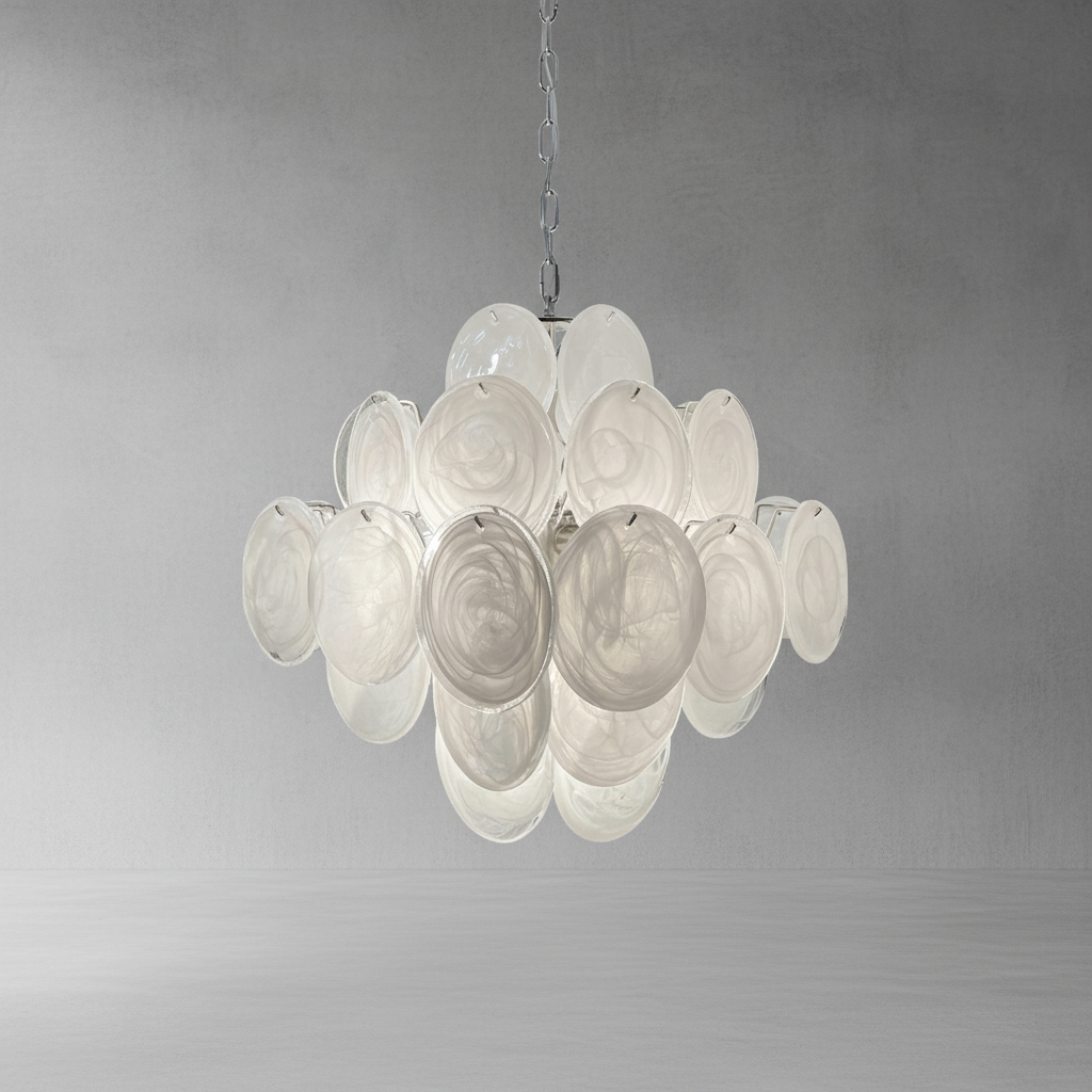 Murana 36-Disc White Art Glass Chandelier-Fullstarlighting