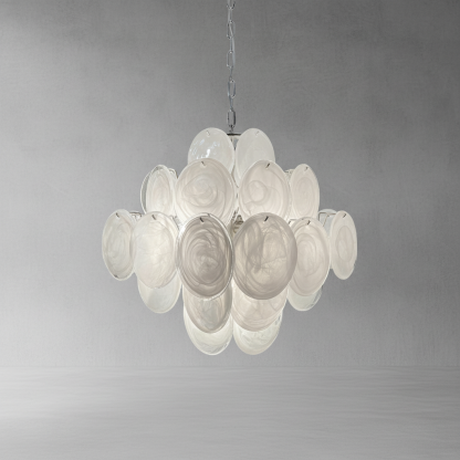 Murana 36-Disc White Art Glass Chandelier-Fullstarlighting