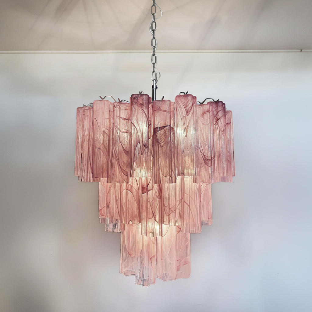 Murana 48-Tube Pink Art Glass Chandelier-Fullstarlighting