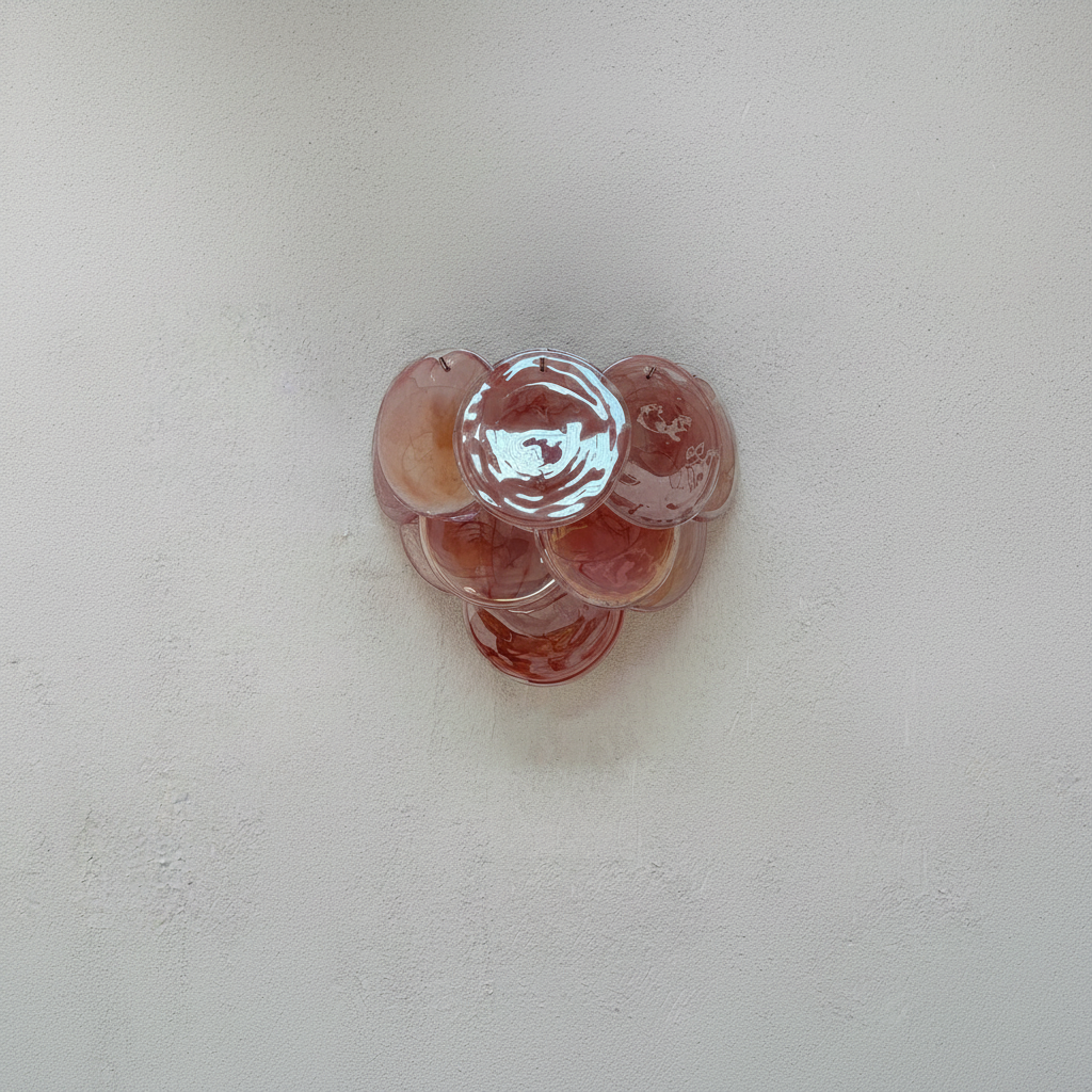 Pink Vintage Murelli Glass Wall Lamp