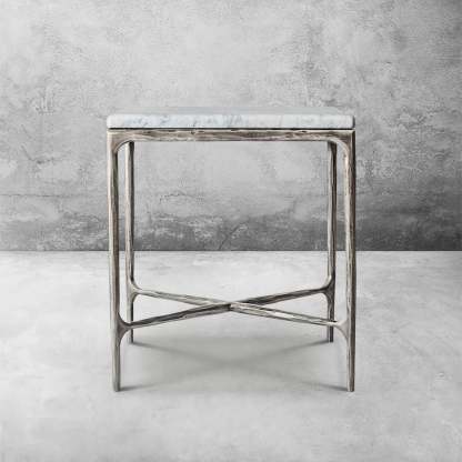 Thaddeus Marble Square Side Table 18" 22"-Fullstarlighting