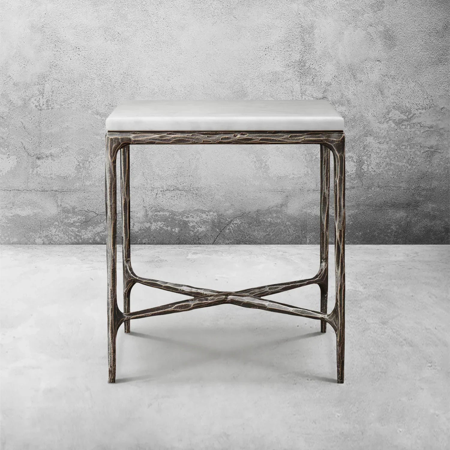Thaddeus Marble Square Side Table 18" 22"-Fullstarlighting