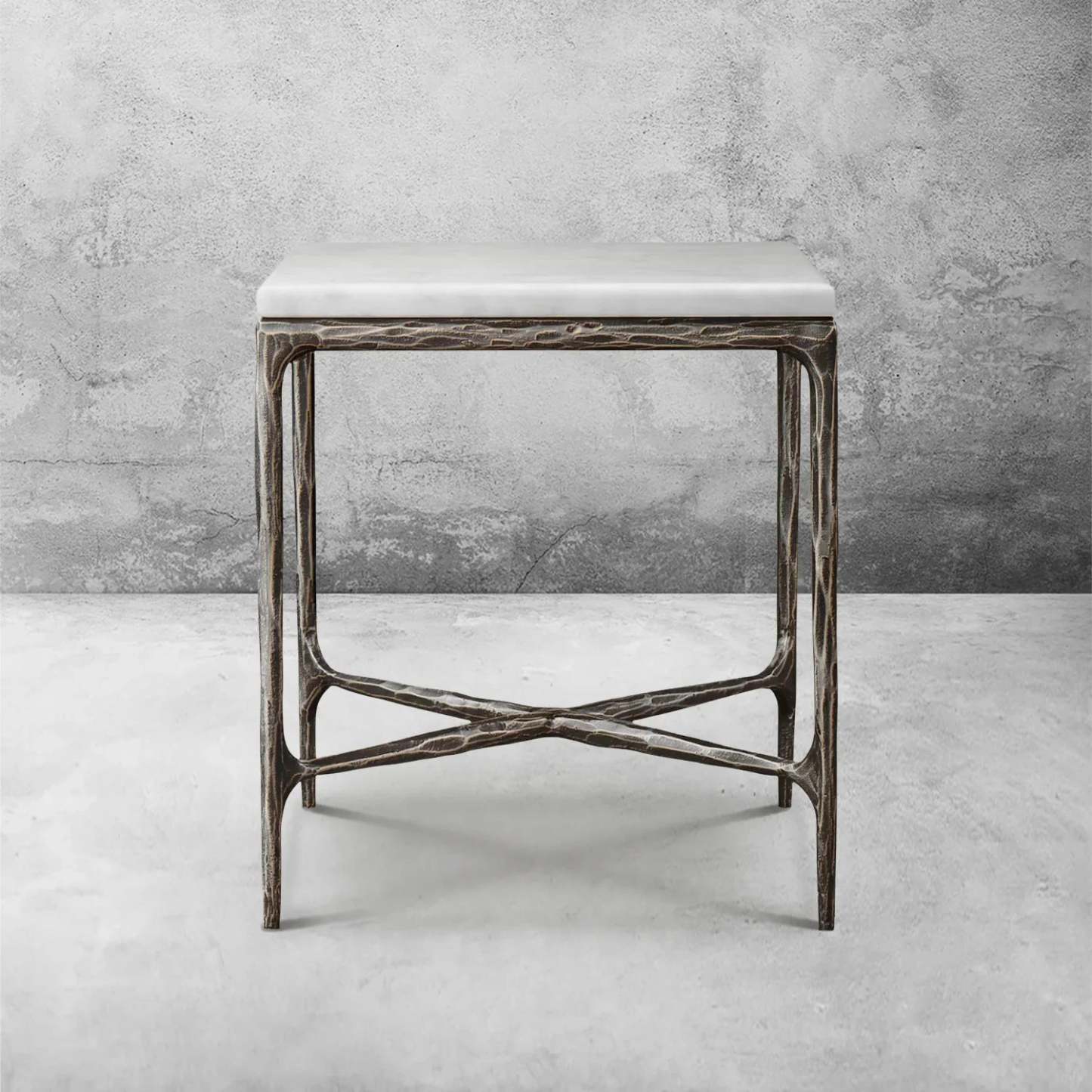Thaddeus Marble Square Side Table 18" 22"-Fullstarlighting
