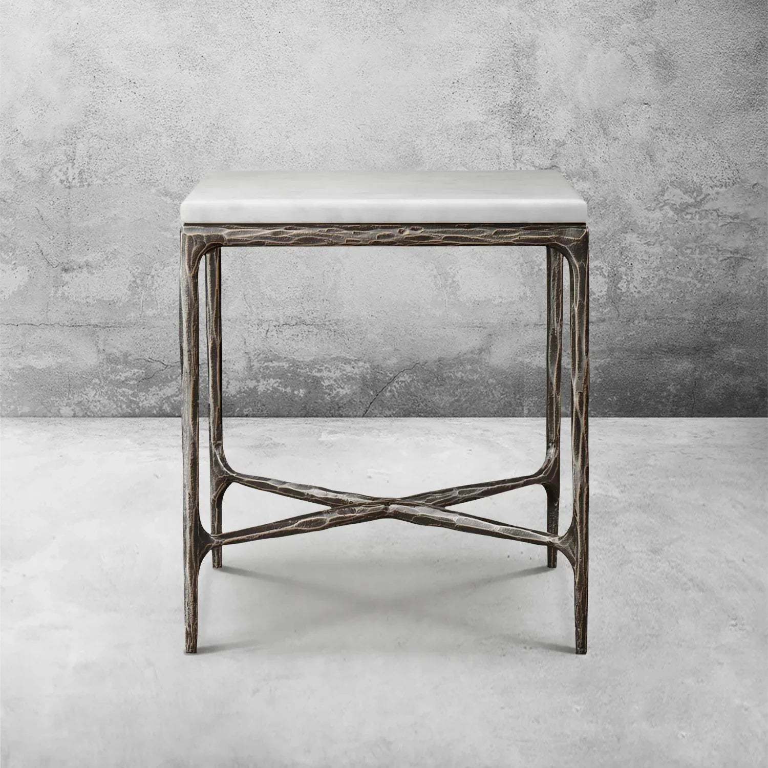 Thaddeus Marble Square Side Table 18" 22"-Fullstarlighting