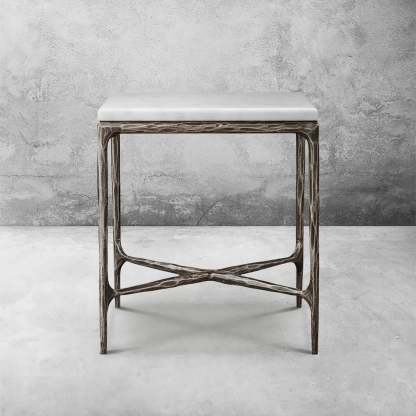 Thaddeus Marble Square Side Table 18" 22"-Fullstarlighting