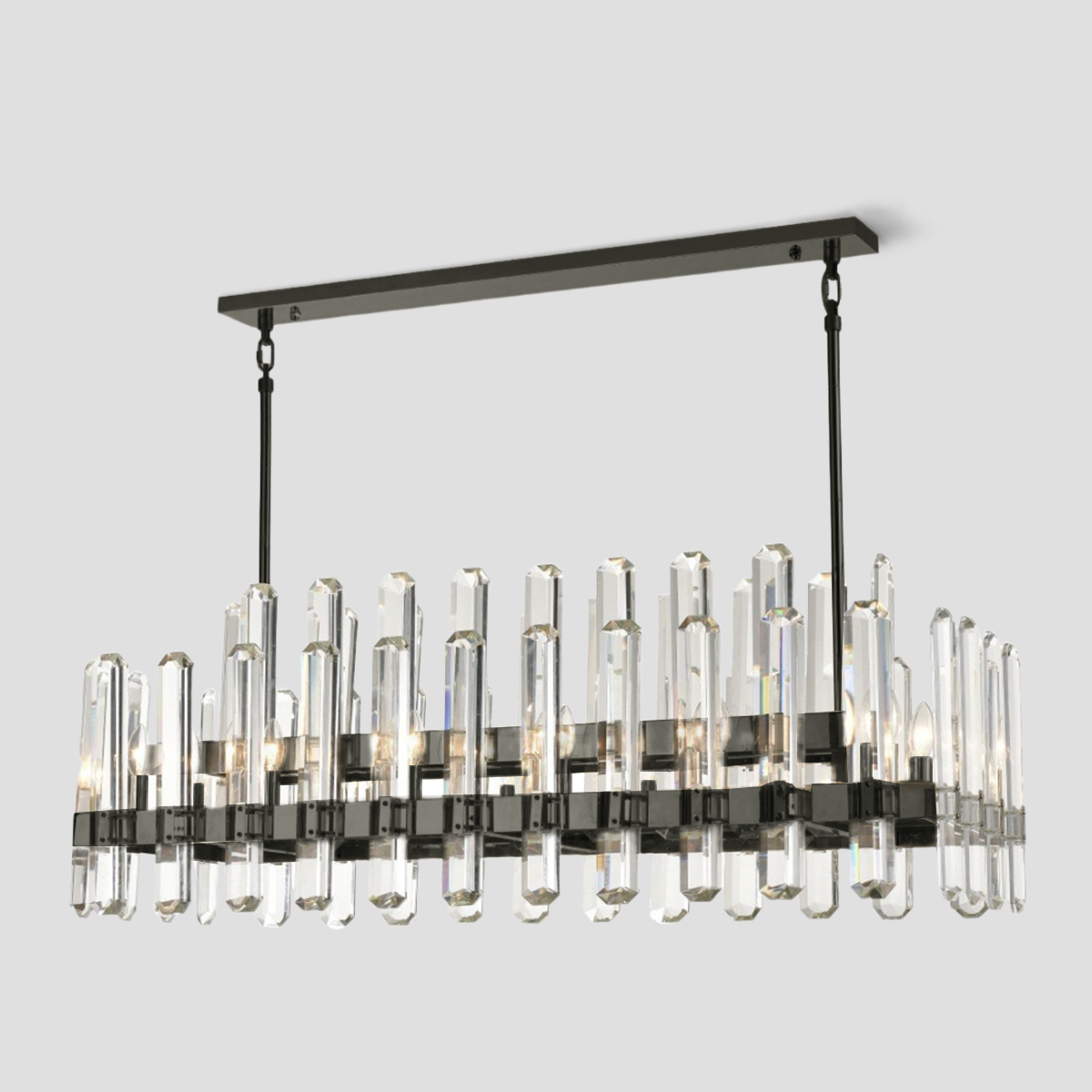 Brous Crystal Linear Chandelier-Fullstarlighting