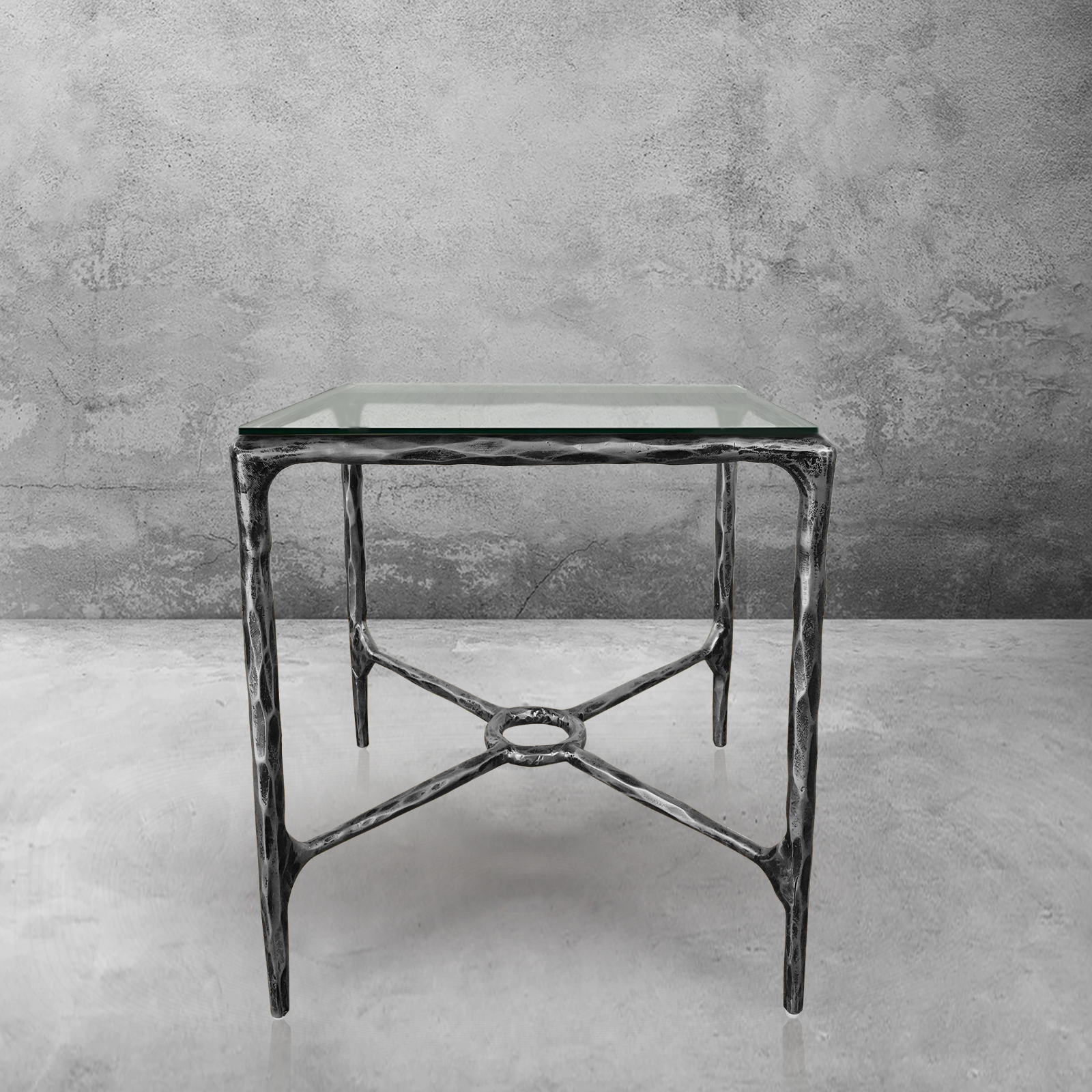 Thaddeus Glass Square Side Table Overhang O-Fullstarlighting