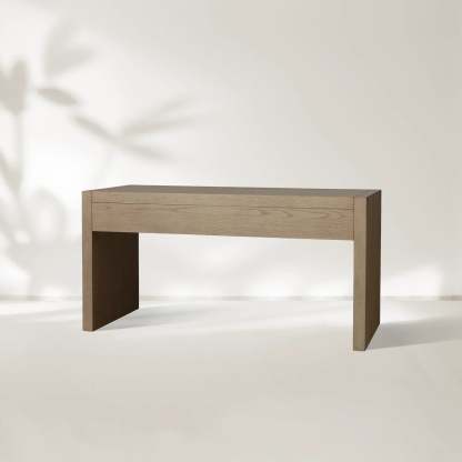 Bodhi Writing Desk Handcrafted From Solid White Oak With Brass Drawer Pulls