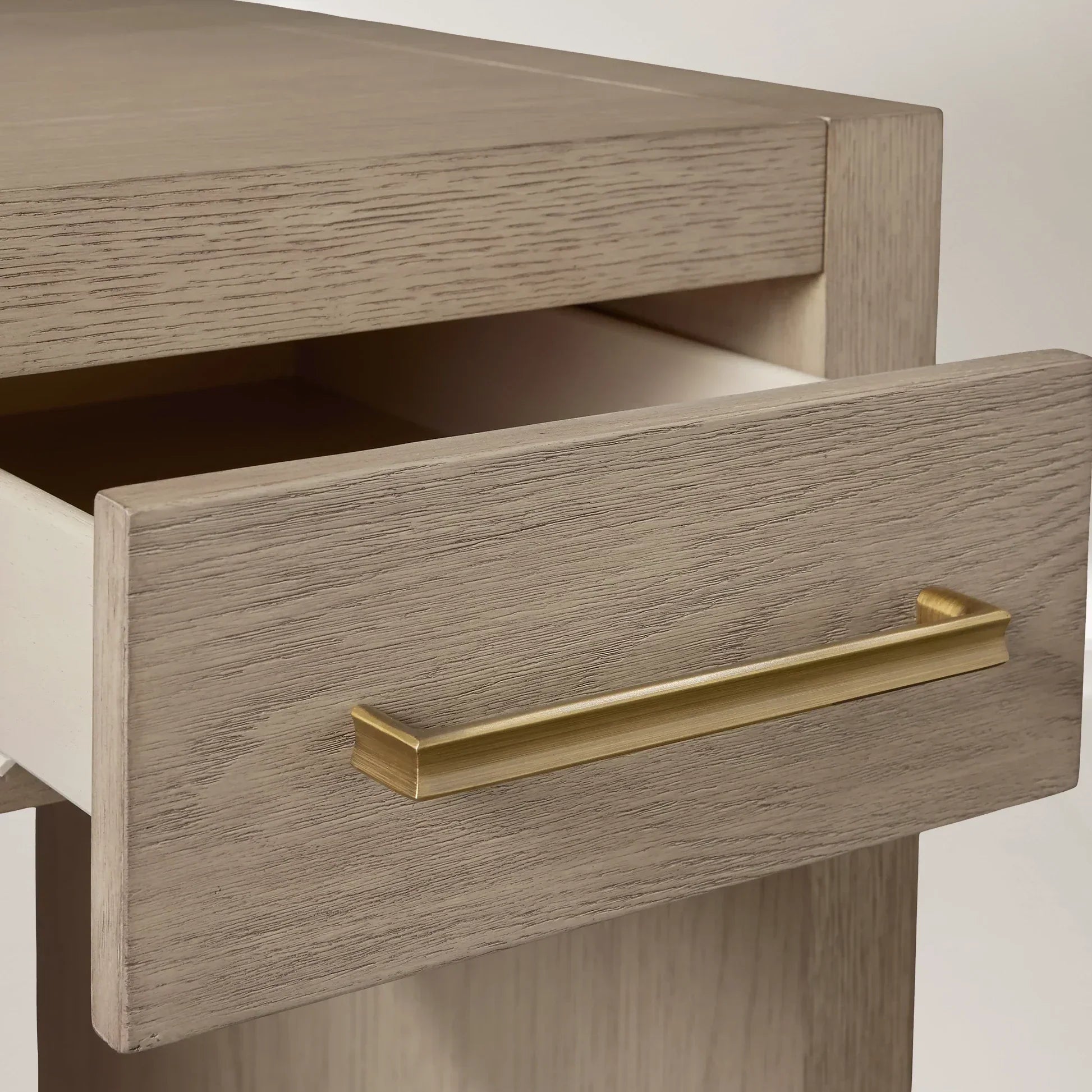 Bodhi Writing Desk Handcrafted From Solid White Oak With Brass Drawer Pulls-Fullstarlighting