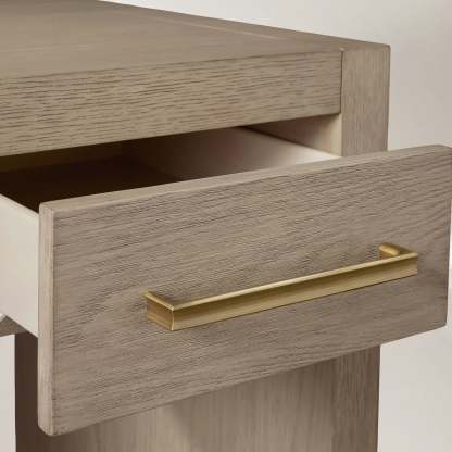 Bodhi Writing Desk Handcrafted From Solid White Oak With Brass Drawer Pulls