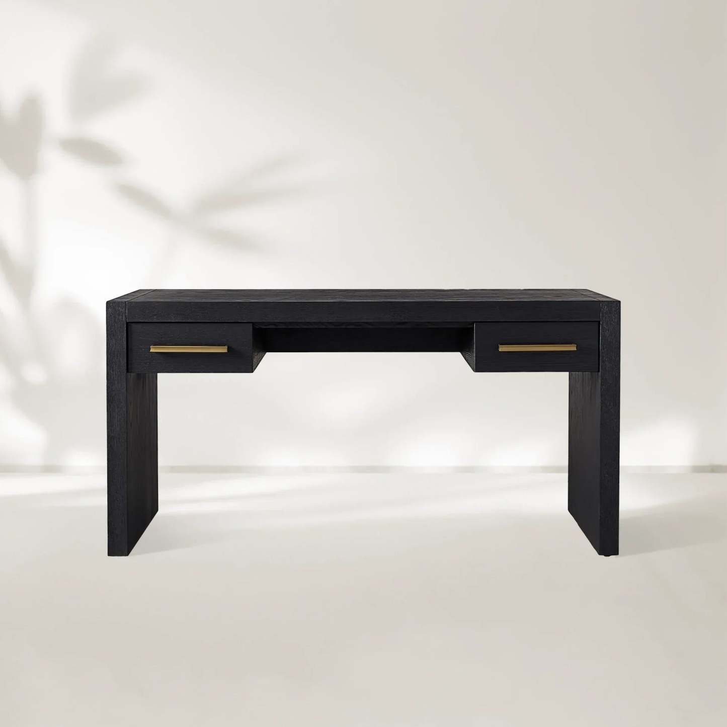 Bodhi Writing Desk Handcrafted From Solid White Oak With Brass Drawer Pulls