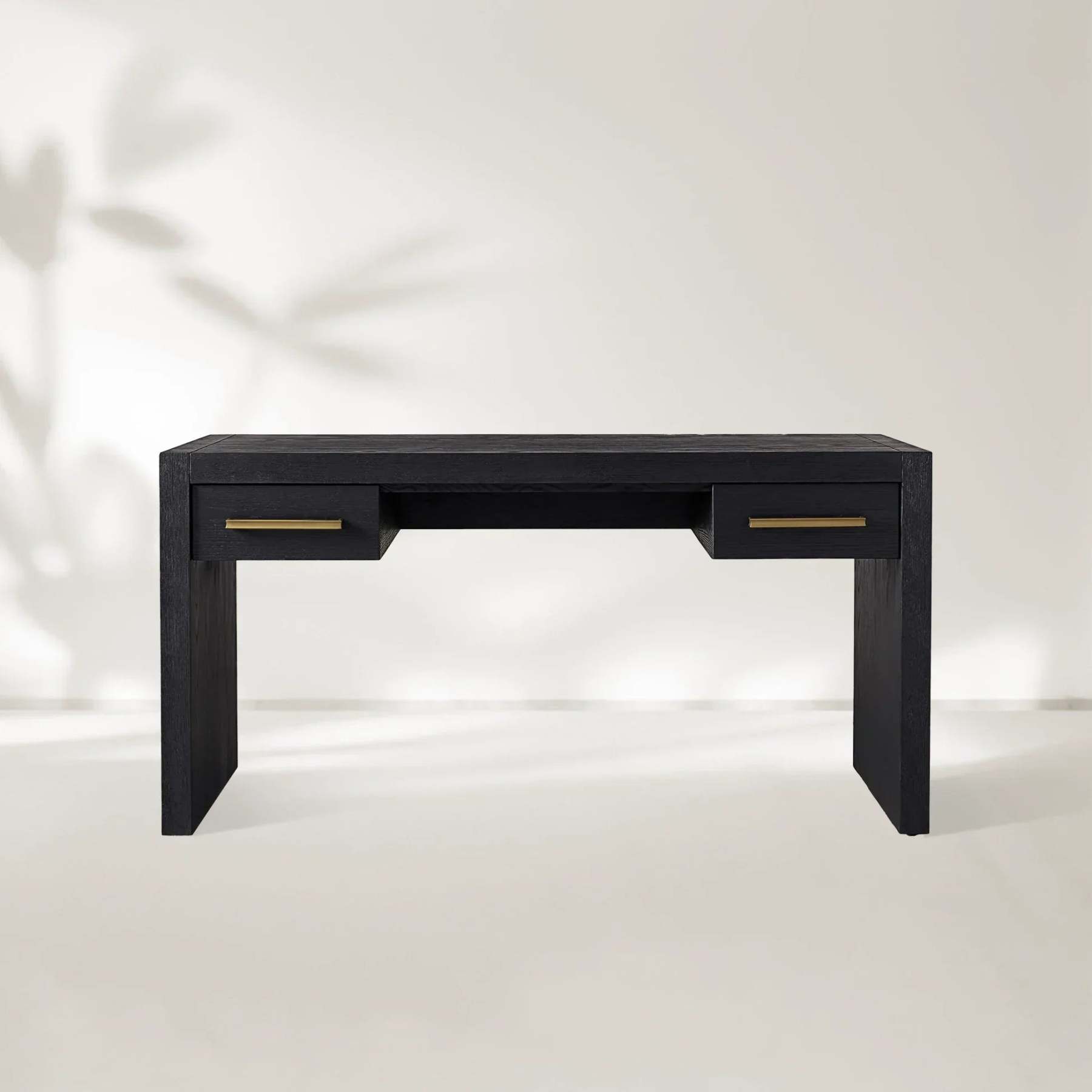 Bodhi Writing Desk Handcrafted From Solid White Oak With Brass Drawer Pulls
