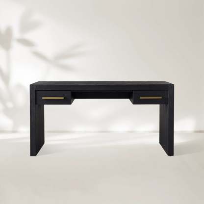 Bodhi Writing Desk Handcrafted From Solid White Oak With Brass Drawer Pulls