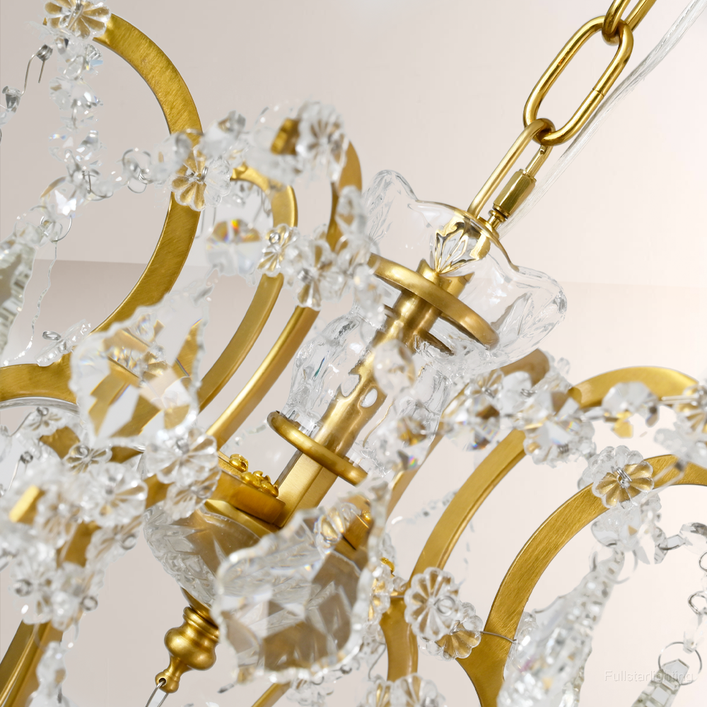 19TH C. Rococo Iron & Crystal Round Chandelier 18"