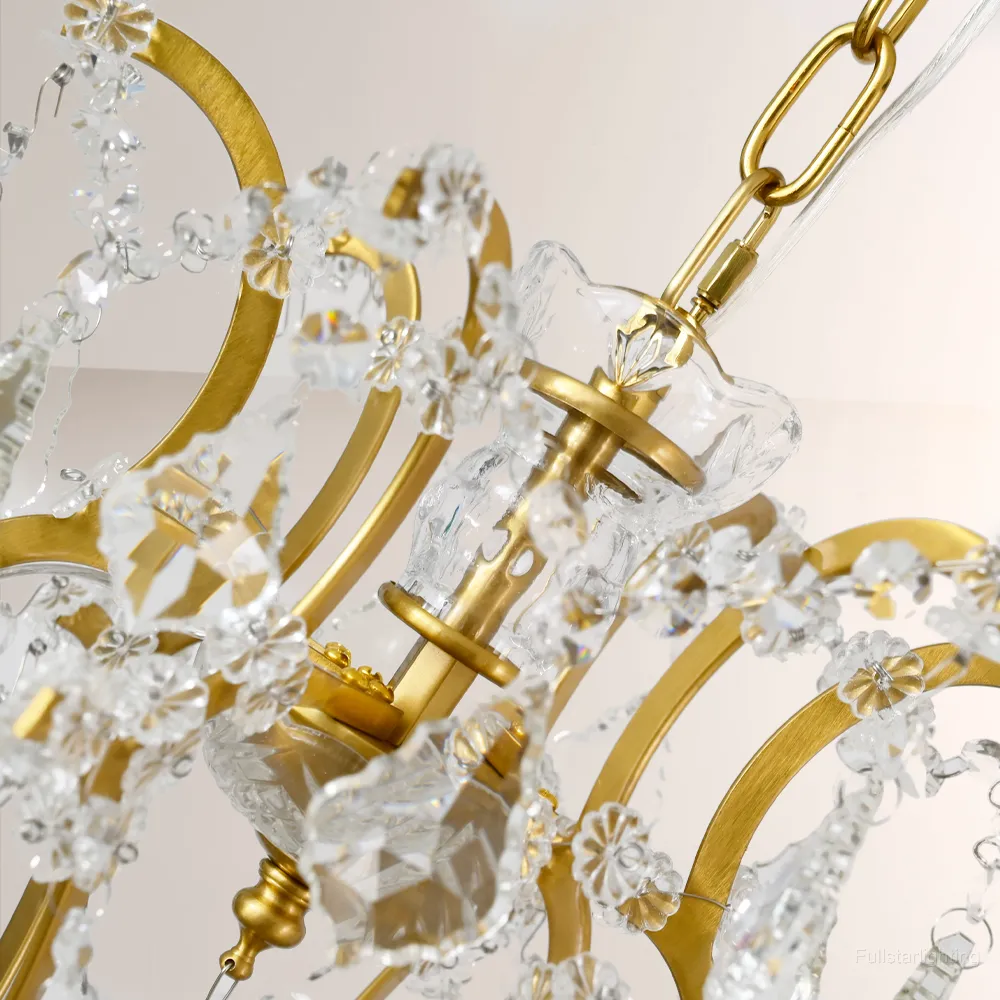 19TH C. Rococo Iron & Crystal Round Chandelier 18"