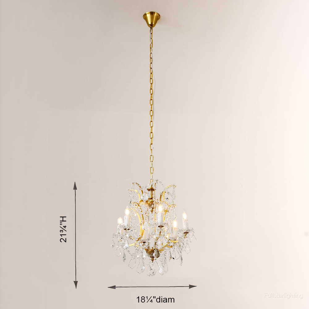 19TH C. Rococo Iron & Crystal Round Chandelier 18"