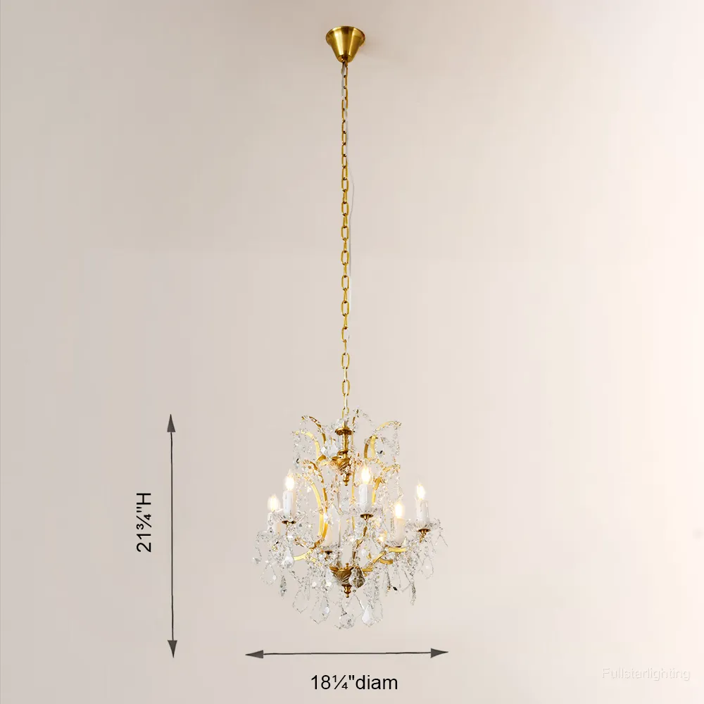 19TH C. Rococo Iron & Crystal Round Chandelier 18"