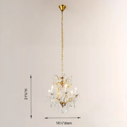 19TH C. Rococo Iron & Crystal Round Chandelier 18"