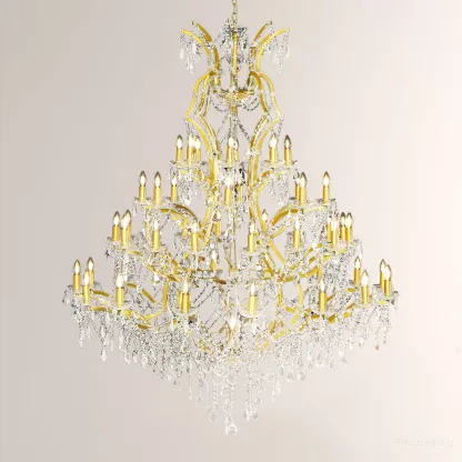 19TH C. Rococo Iron & Crystal Round Chandelier 60"