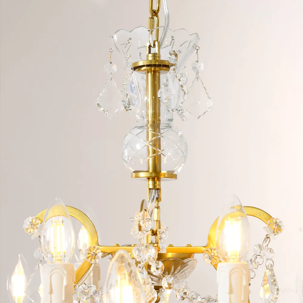 19TH C. Rococo Iron & Crystal Round Chandelier 28"