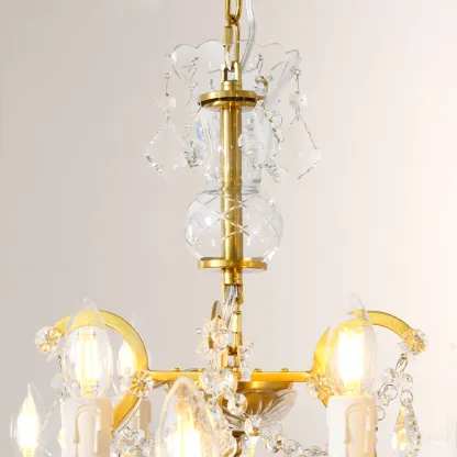19TH C. Rococo Iron & Crystal Round Chandelier 28"