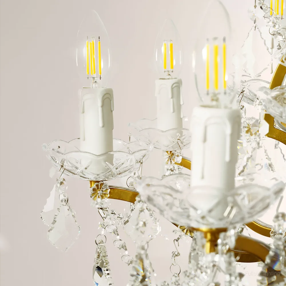 19TH C. Rococo Iron & Crystal Round Chandelier 28"