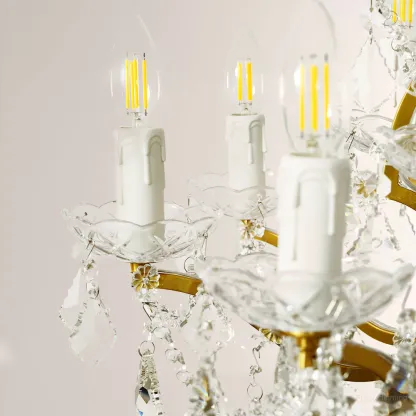 19TH C. Rococo Iron & Crystal Round Chandelier 28"