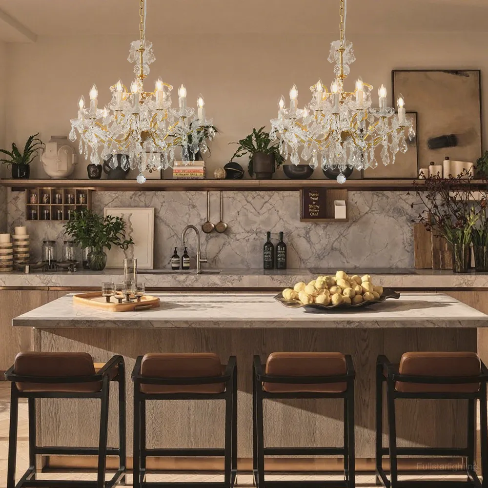 19TH C. Rococo Iron & Crystal Round Chandelier 28"