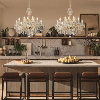 19TH C. Rococo Iron & Crystal Round Chandelier 28"