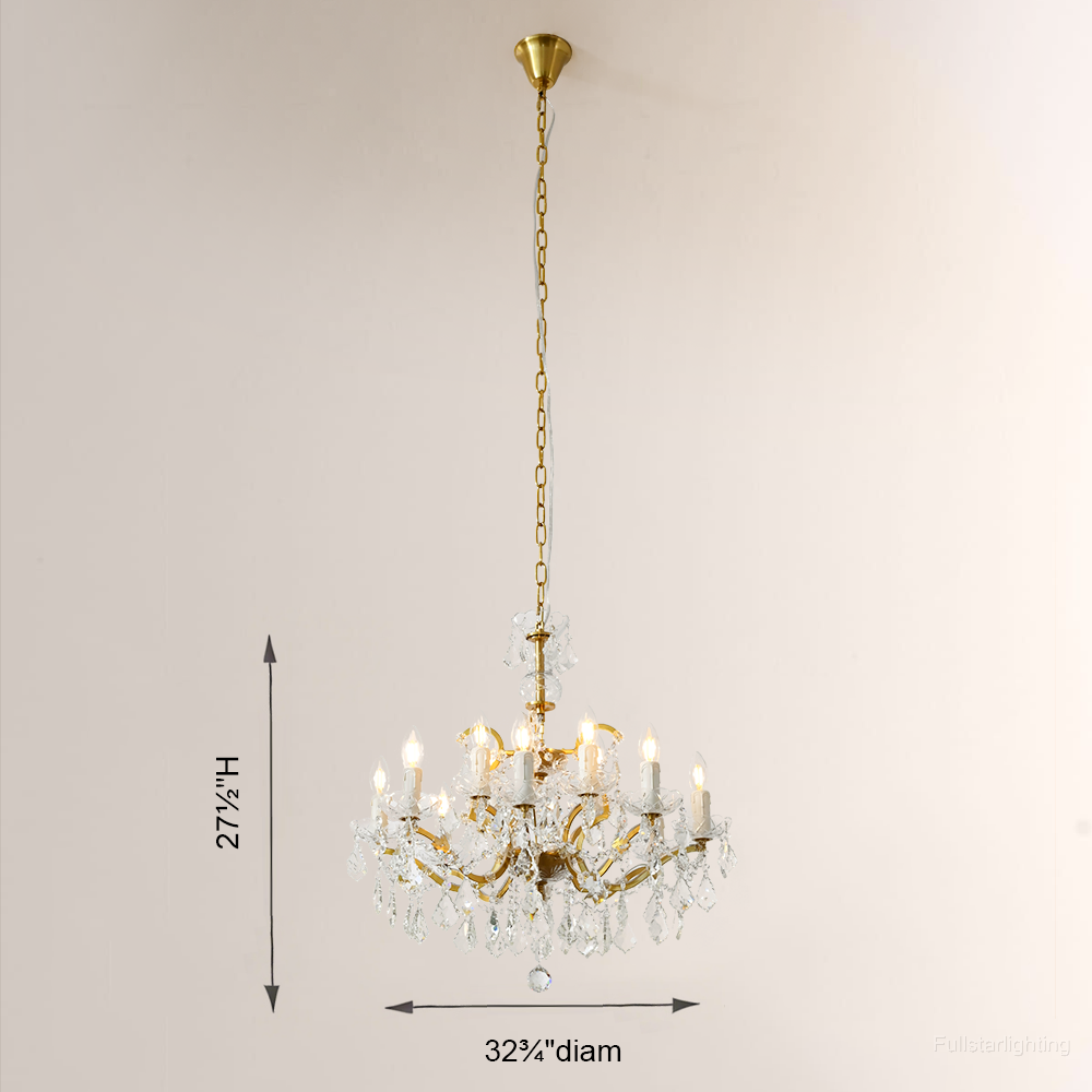 19TH C. Rococo Iron & Crystal Round Chandelier 28"