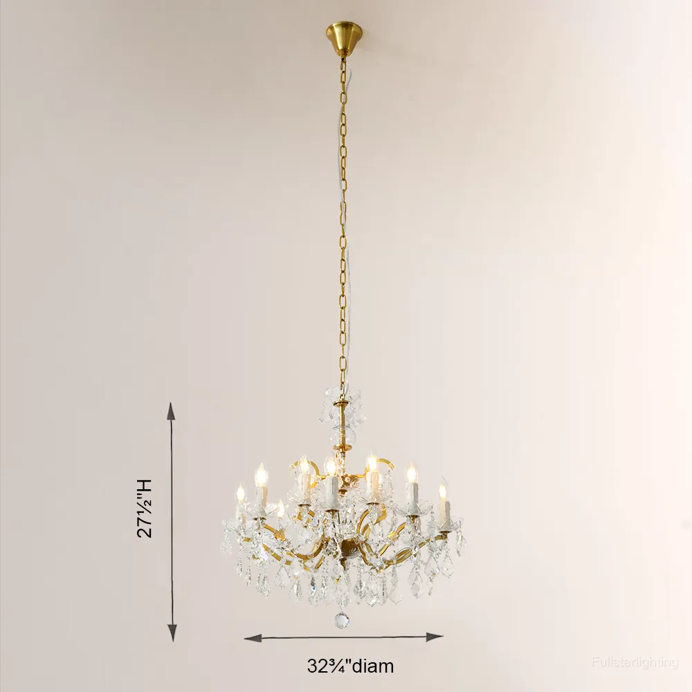 19TH C. Rococo Iron & Crystal Round Chandelier 28"