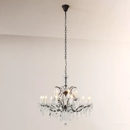19TH C. Rococo Iron & Crystal Round Chandelier 33"-Fullstarlighting