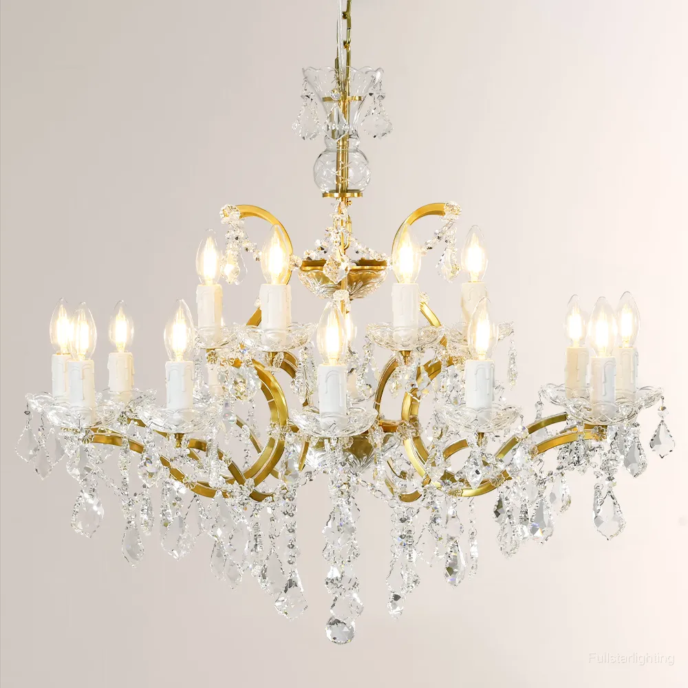 19TH C. Rococo Iron & Crystal Round Chandelier 33"