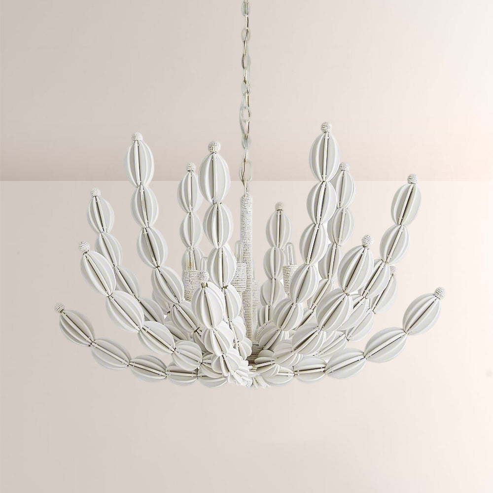 Indi White Wood Chandelier