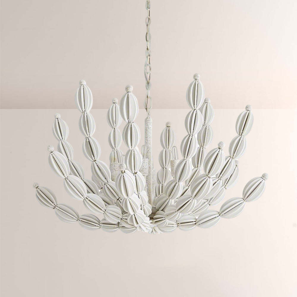 Indi White Wood Chandelier
