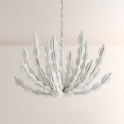 Indi White Wood Chandelier
