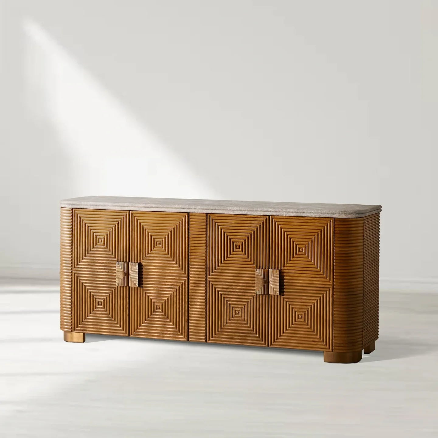 Kensley 4-Door Sideboard, Grey Emperador Marble